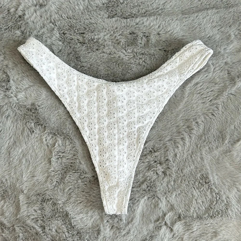 Frankie’s Bikinis X PINK Victoria’s Secret Thong Eyelet Bikini Bottom size S